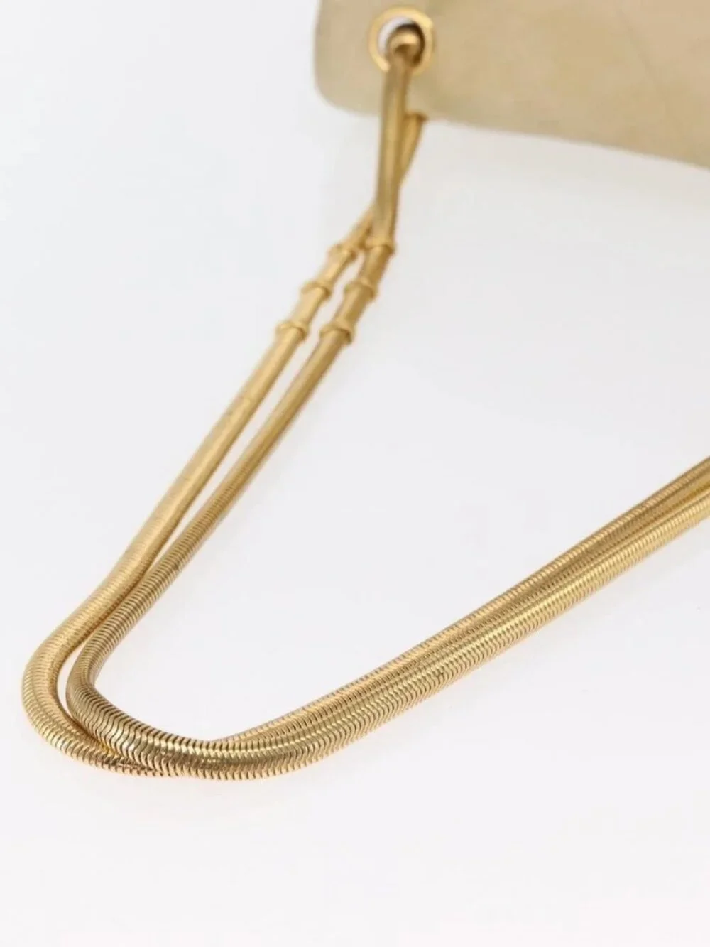 CHANEL Matelasse Chain Shoulder Bag Lamb Skin Ivory Gold CC Auth 164270